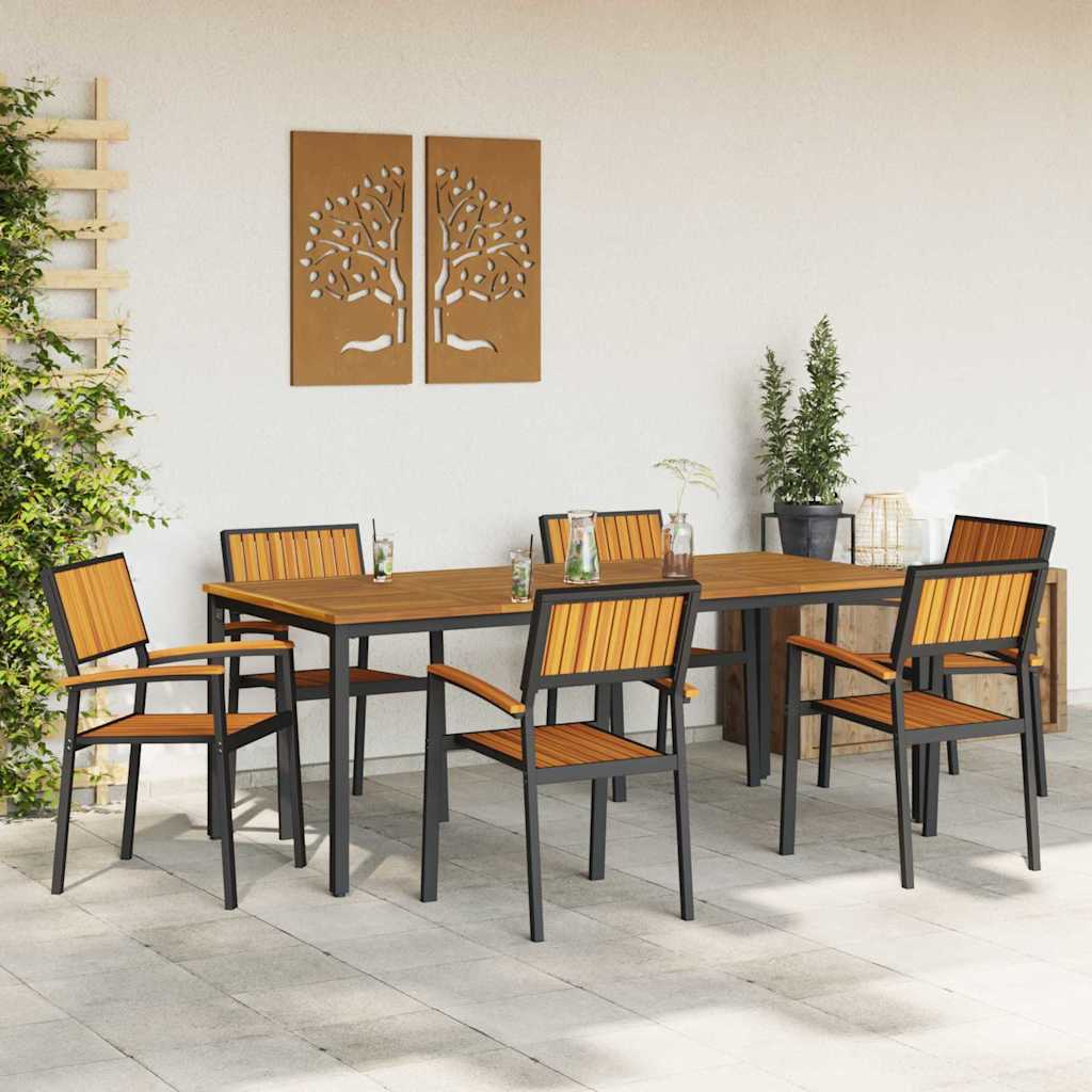 Garten Essgruppe 7 pcs Schwarz Massivholz Akazie