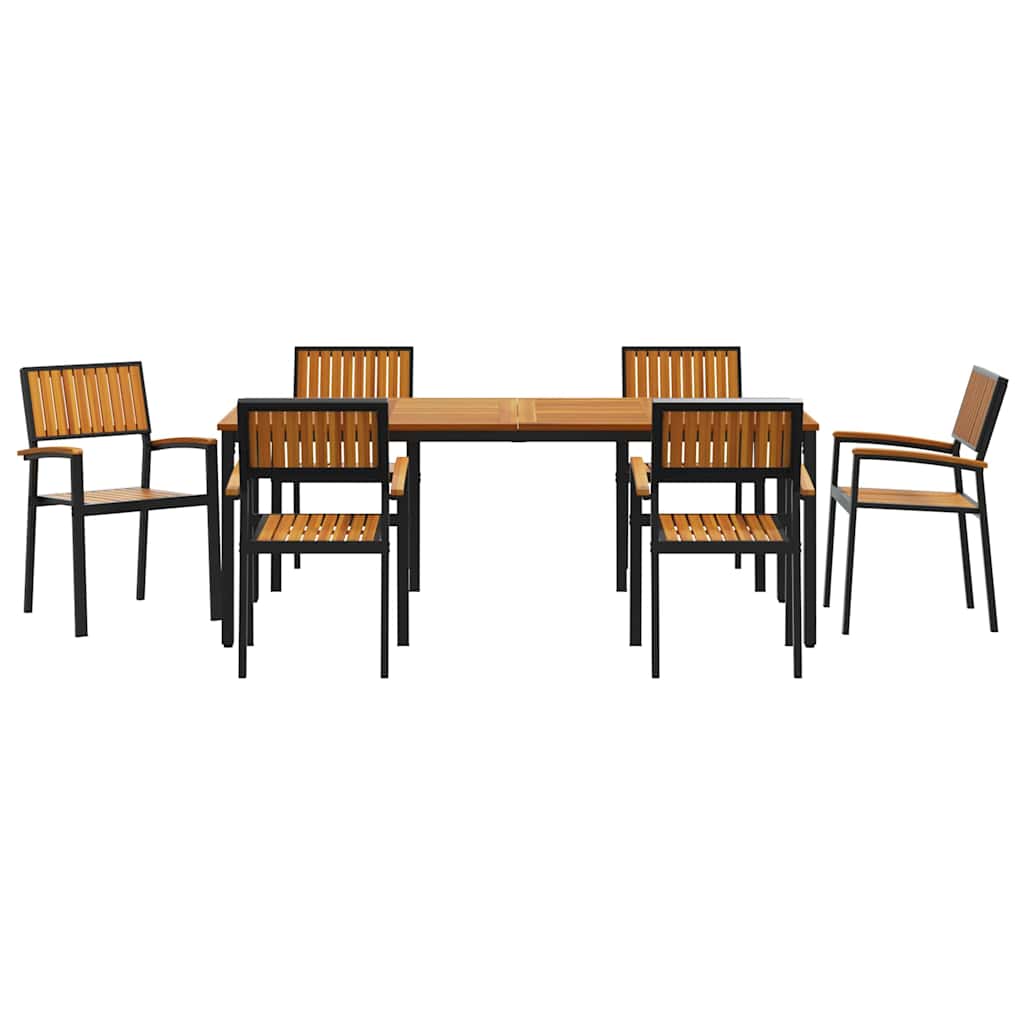 Garten Essgruppe 7 pcs Schwarz Massivholz Akazie