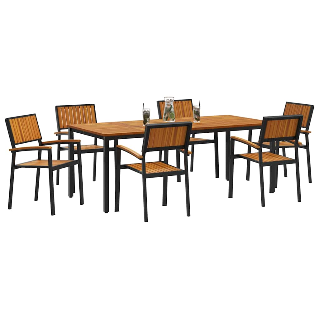 Garten Essgruppe 7 pcs Schwarz Massivholz Akazie