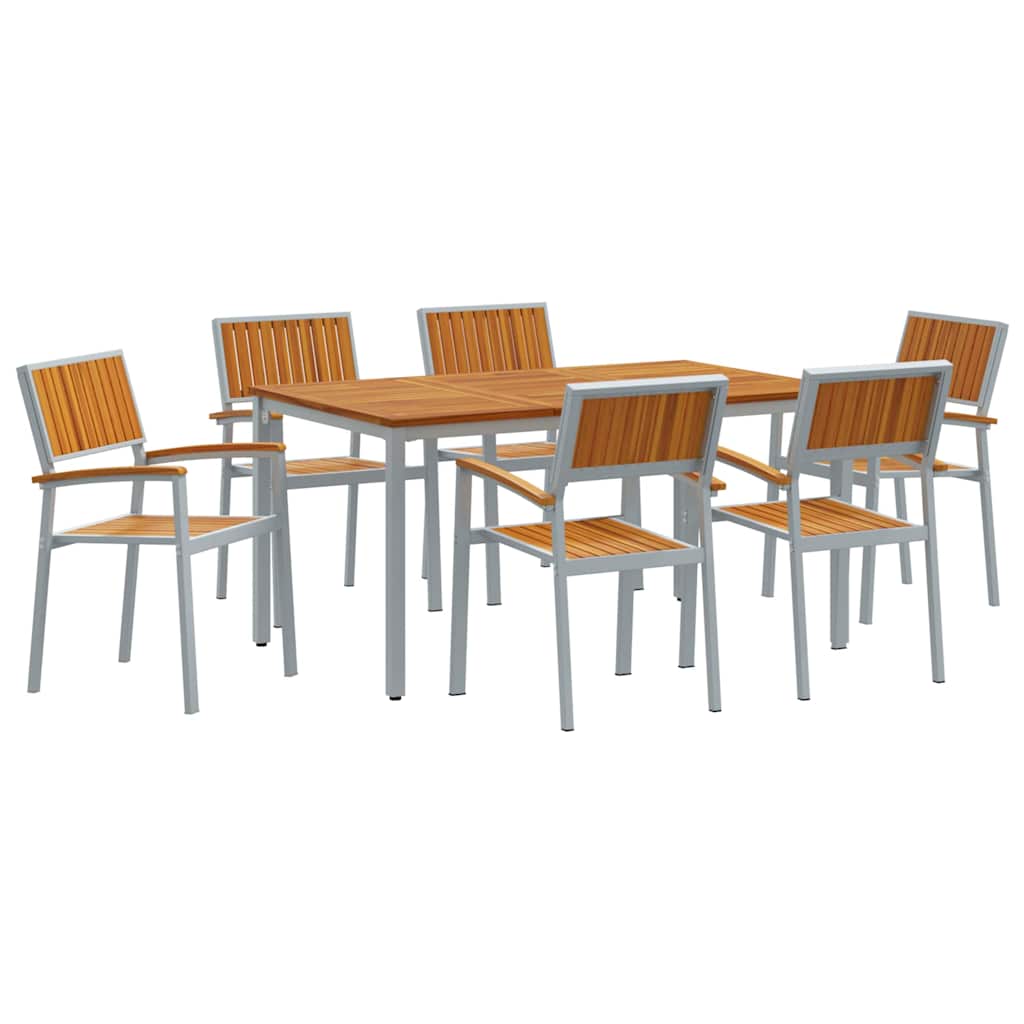 Garten Essgruppe 7 pcs Grau Massivholz Akazie
