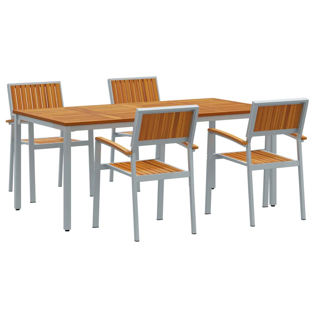 Garten Essgruppe 5 pcs Grau Massivholz Akazie