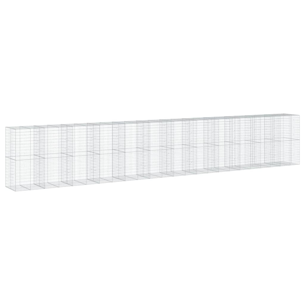 Gabione mit Deckel 1200x100x200 cm Verzinktes Eisen