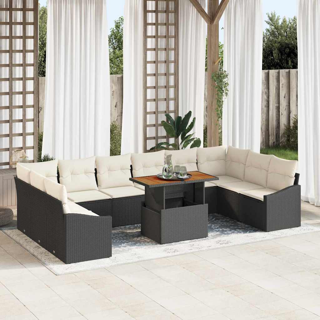 Garten Essgruppe mit Kissen 11 pcs Schwarz und Creme