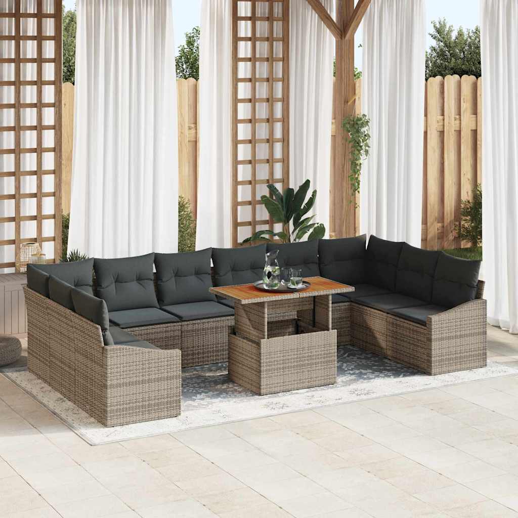 Garten Essgruppe mit Kissen 11 pcs Grau und Braun