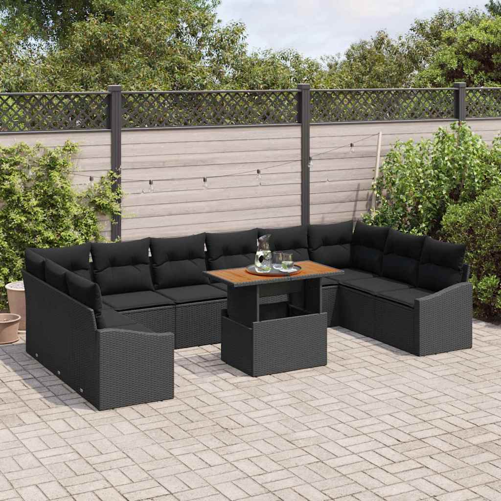 Garten Essgruppe mit Kissen 11 pcs Schwarz und Braun