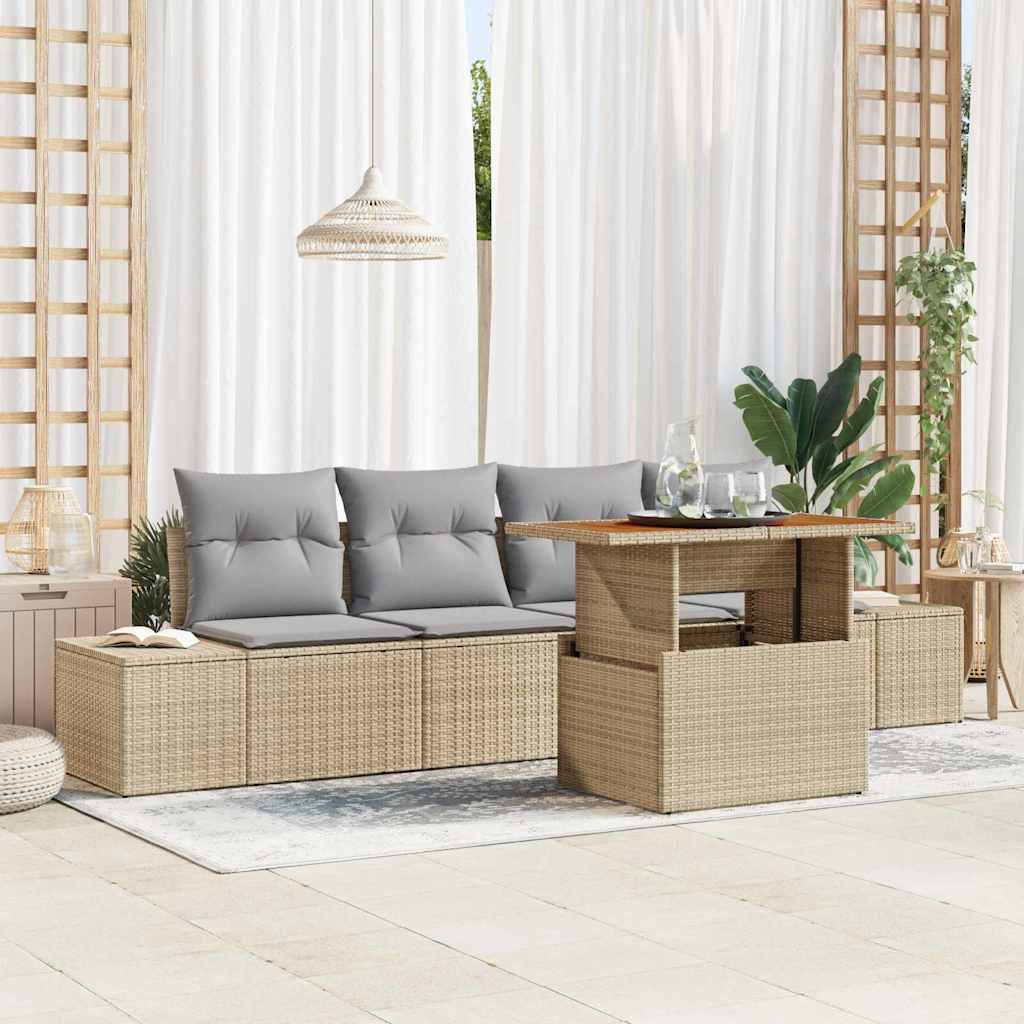 Garten Essgruppe mit Kissen 5 pcs Beige und Grau