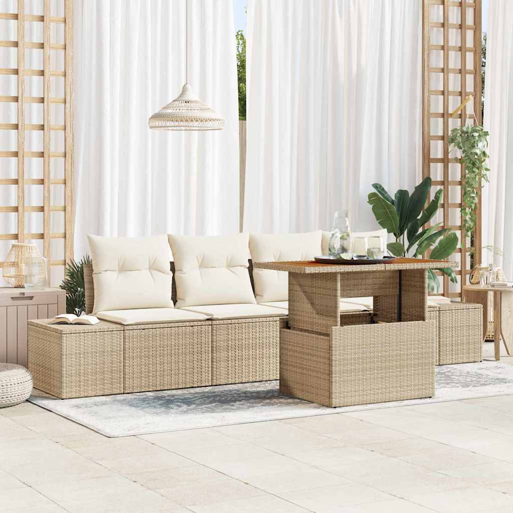 Garten Essgruppe mit Kissen 5 pcs Beige und Creme