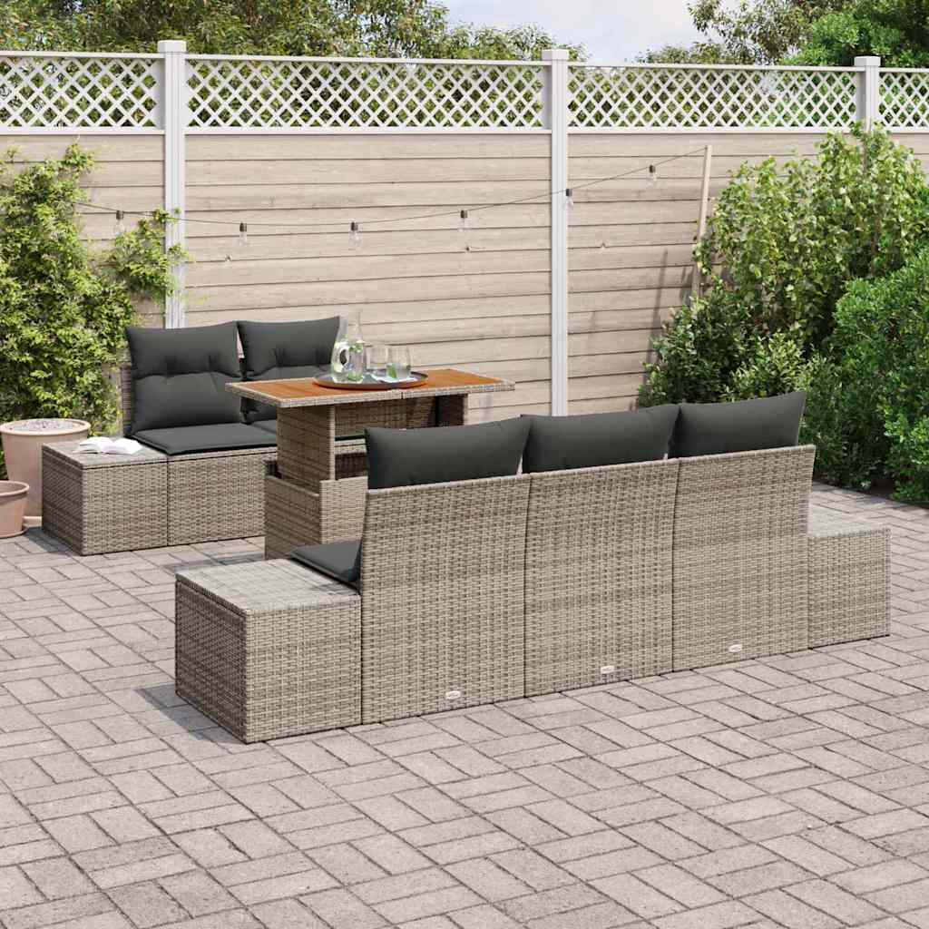 Garten Essgruppe mit Kissen 6 pcs Grau und Braun