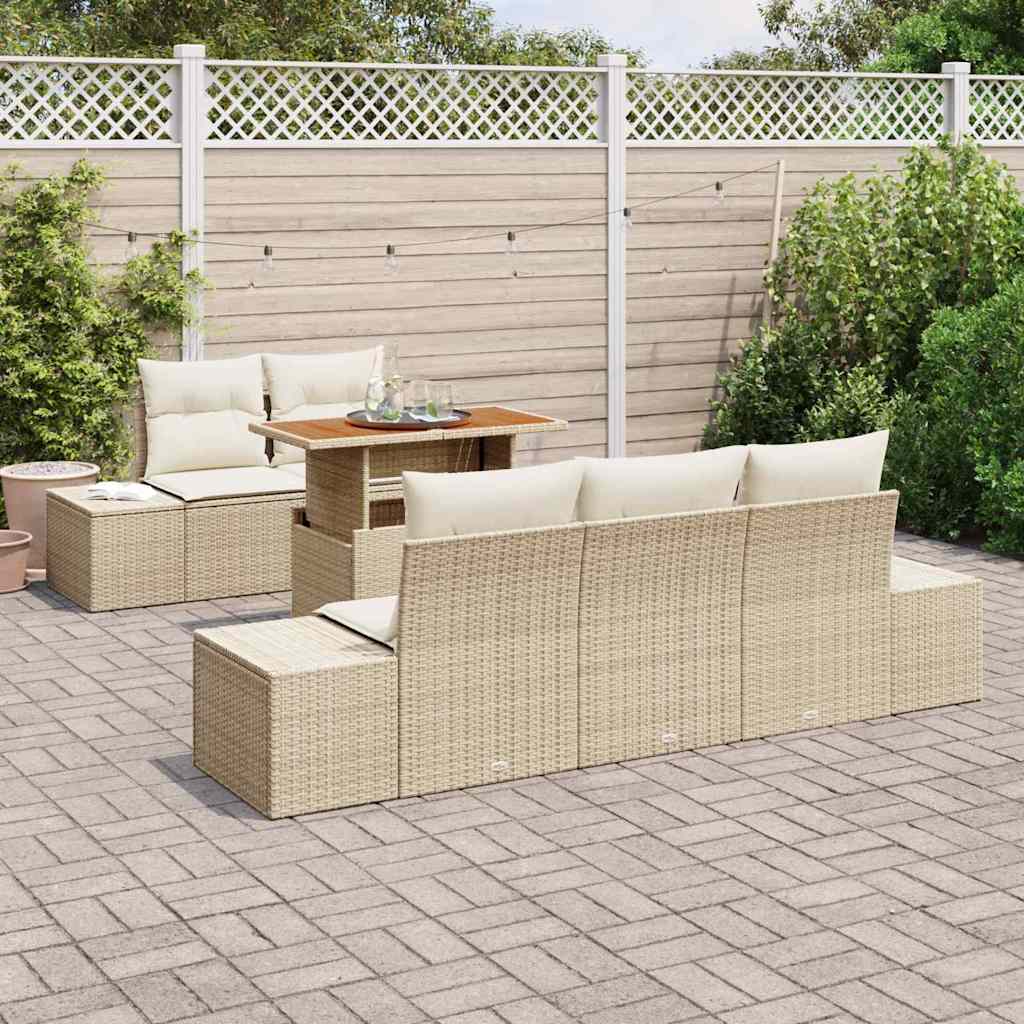Garten Essgruppe mit Kissen 6 pcs Beige und Creme