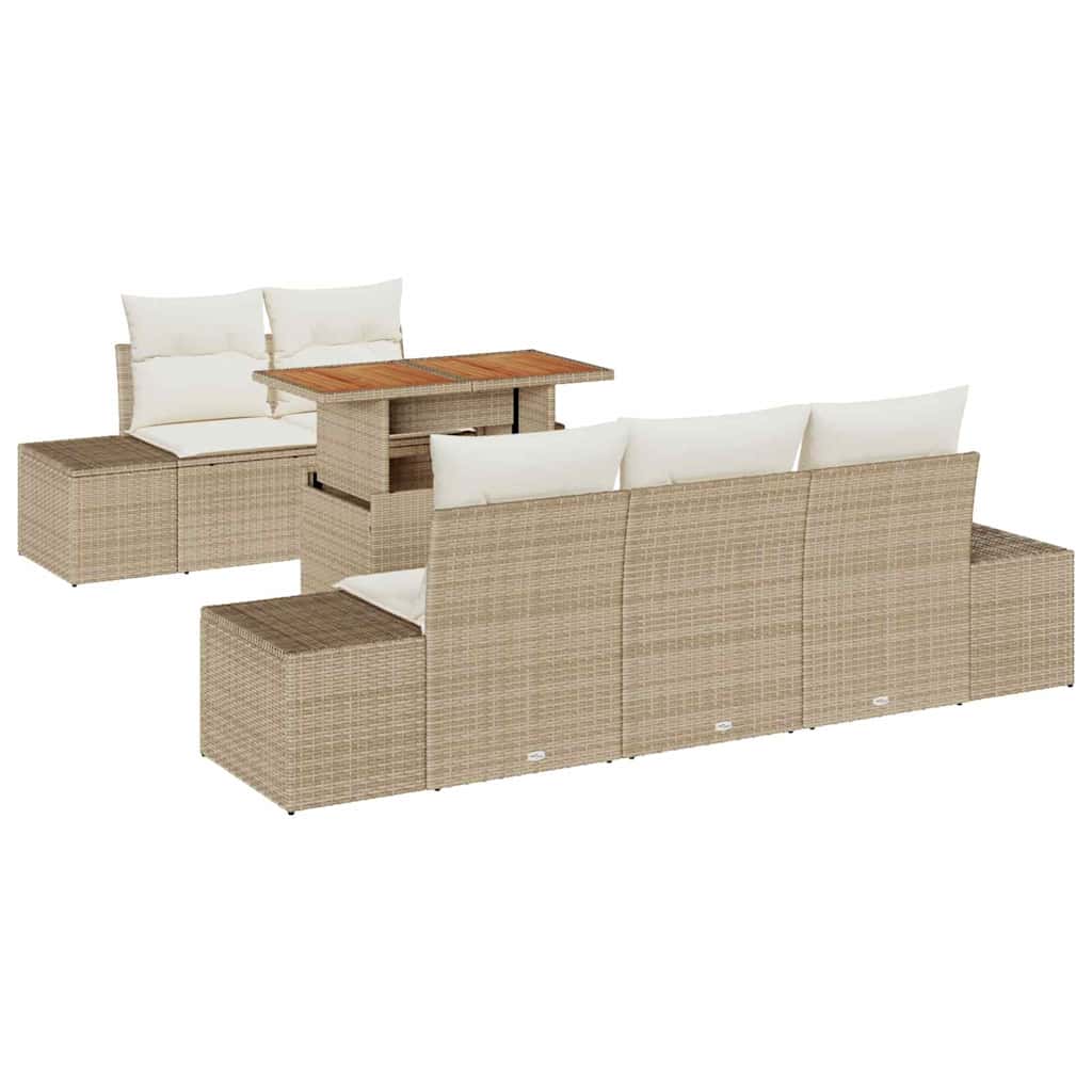Garten Essgruppe mit Kissen 6 pcs Beige und Creme
