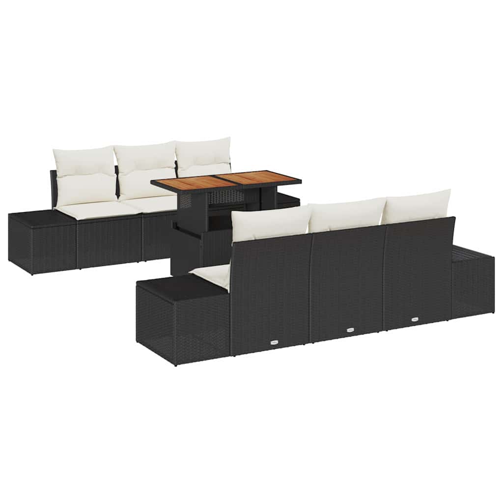 Garten Essgruppe mit Kissen 7 pcs Schwarz und Creme
