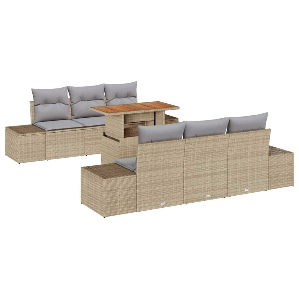 Garten Essgruppe mit Kissen 7 pcs Beige und Grau