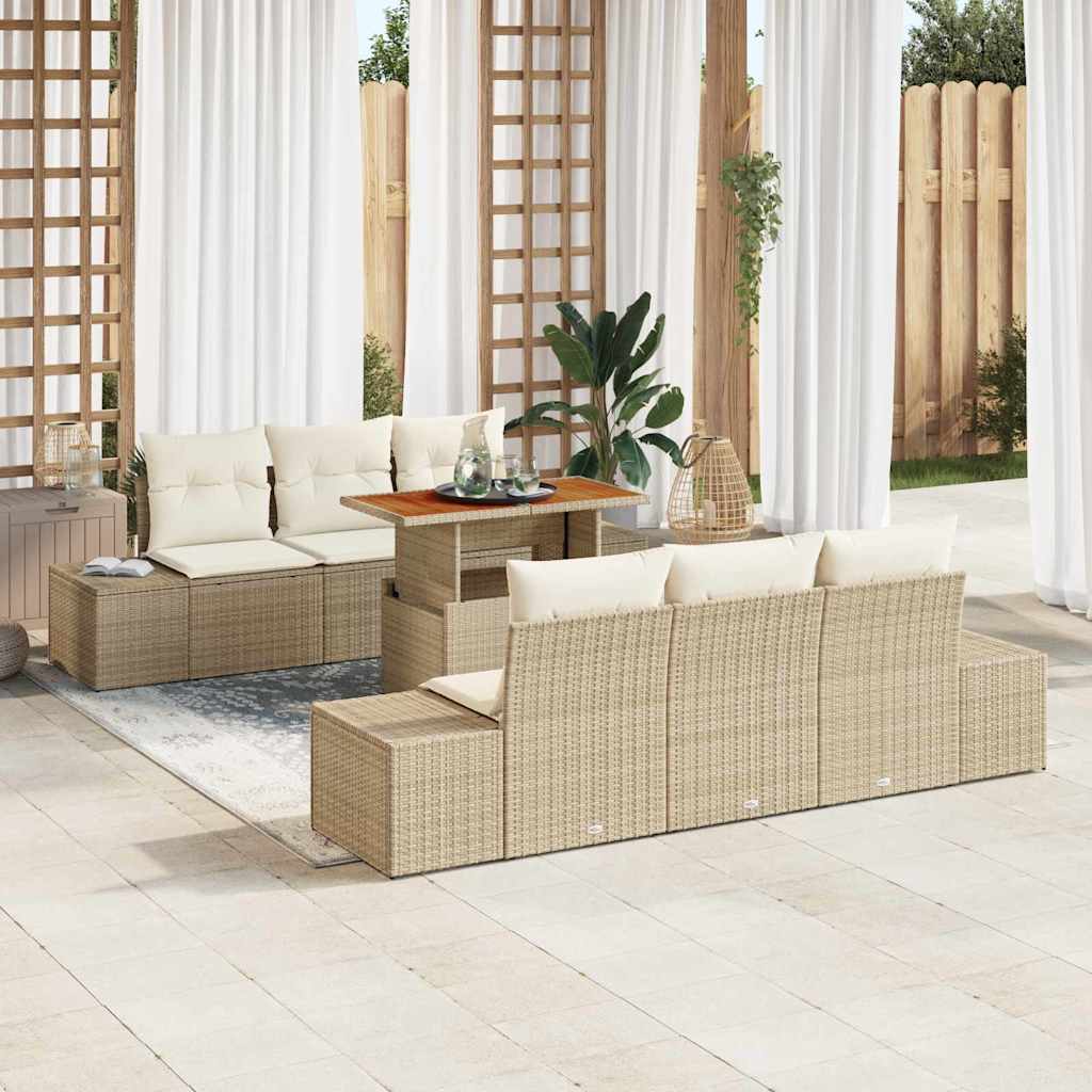 Garten Essgruppe mit Kissen 7 pcs Beige und Creme