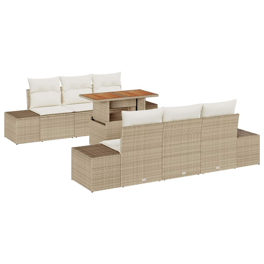 Garten Essgruppe mit Kissen 7 pcs Beige und Creme
