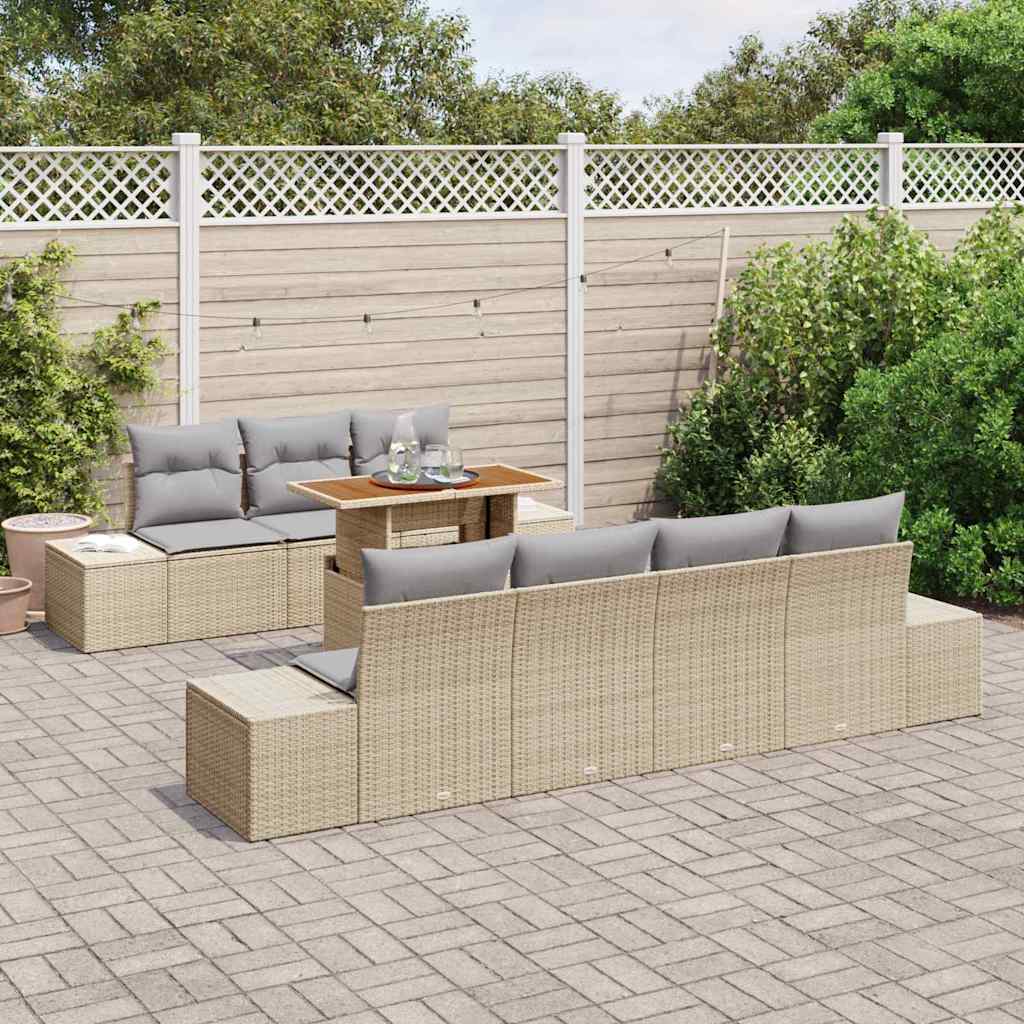 Garten Essgruppe mit Kissen 8 pcs Beige und Grau