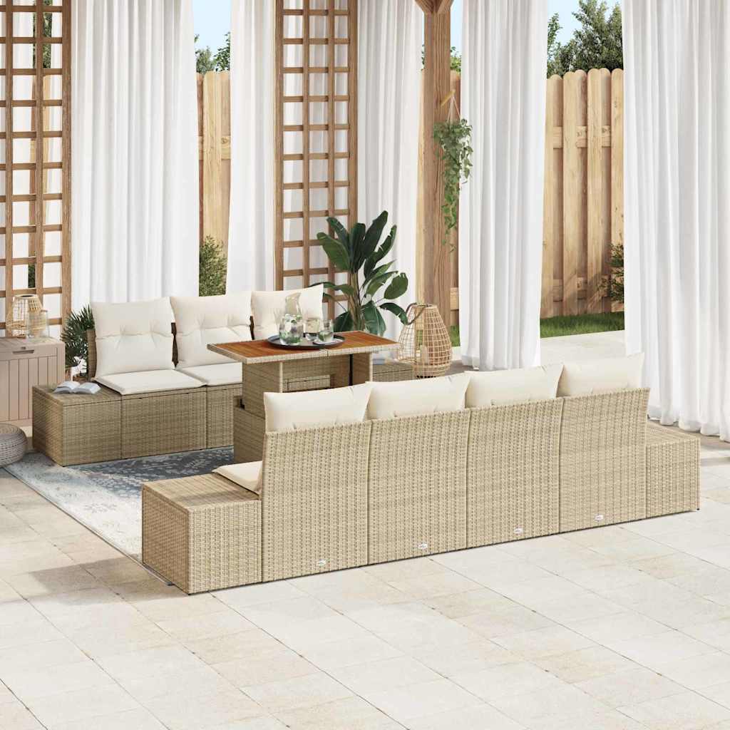 Garten Essgruppe mit Kissen 8 pcs Beige und Creme