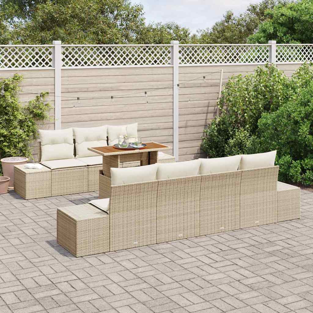 Garten Essgruppe mit Kissen 8 pcs Beige und Creme