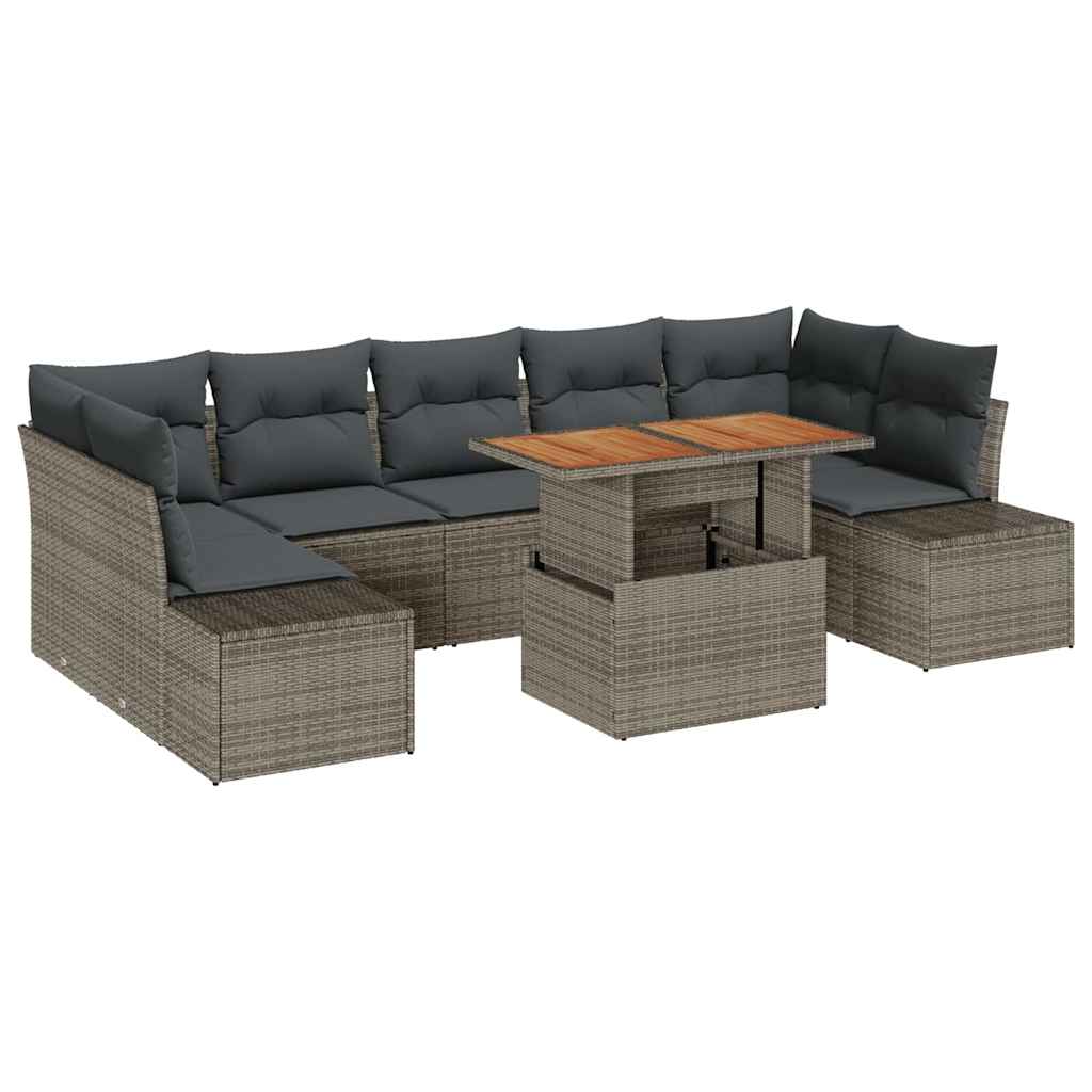Garten Essgruppe mit Kissen 8 pcs Grau und Braun