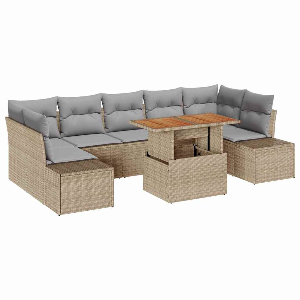 Garten Essgruppe mit Kissen 8 pcs Beige und Grau