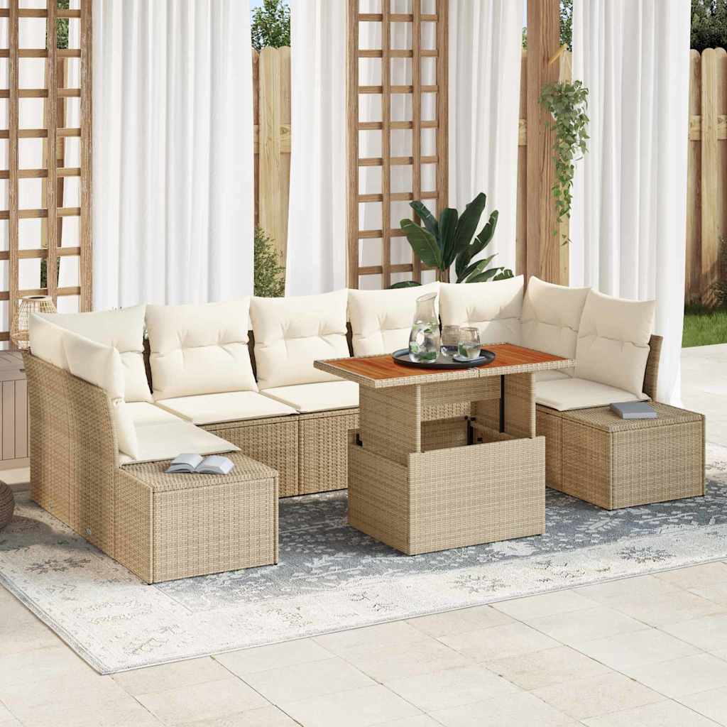 Garten Essgruppe mit Kissen 8 pcs Beige und Creme
