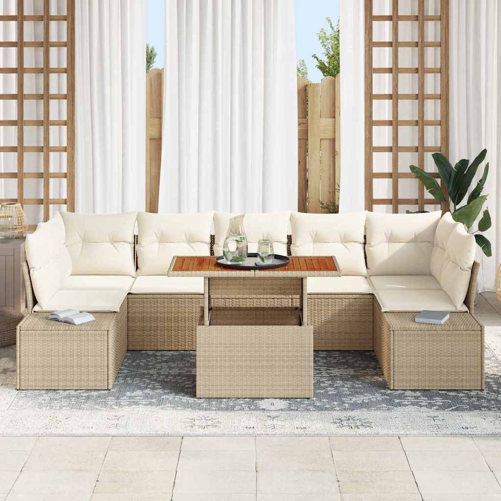 Garten Essgruppe mit Kissen 8 pcs Beige und Creme