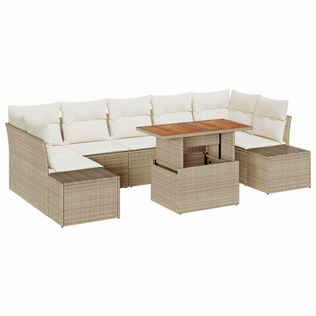Garten Essgruppe mit Kissen 8 pcs Beige und Creme