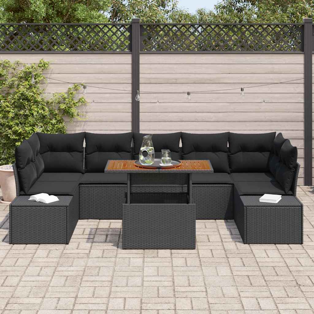 Garten Essgruppe mit Kissen 8 pcs Schwarz und Braun
