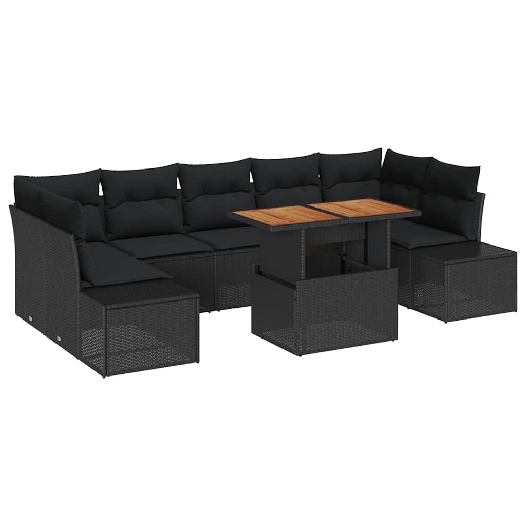 Garten Essgruppe mit Kissen 8 pcs Schwarz und Braun