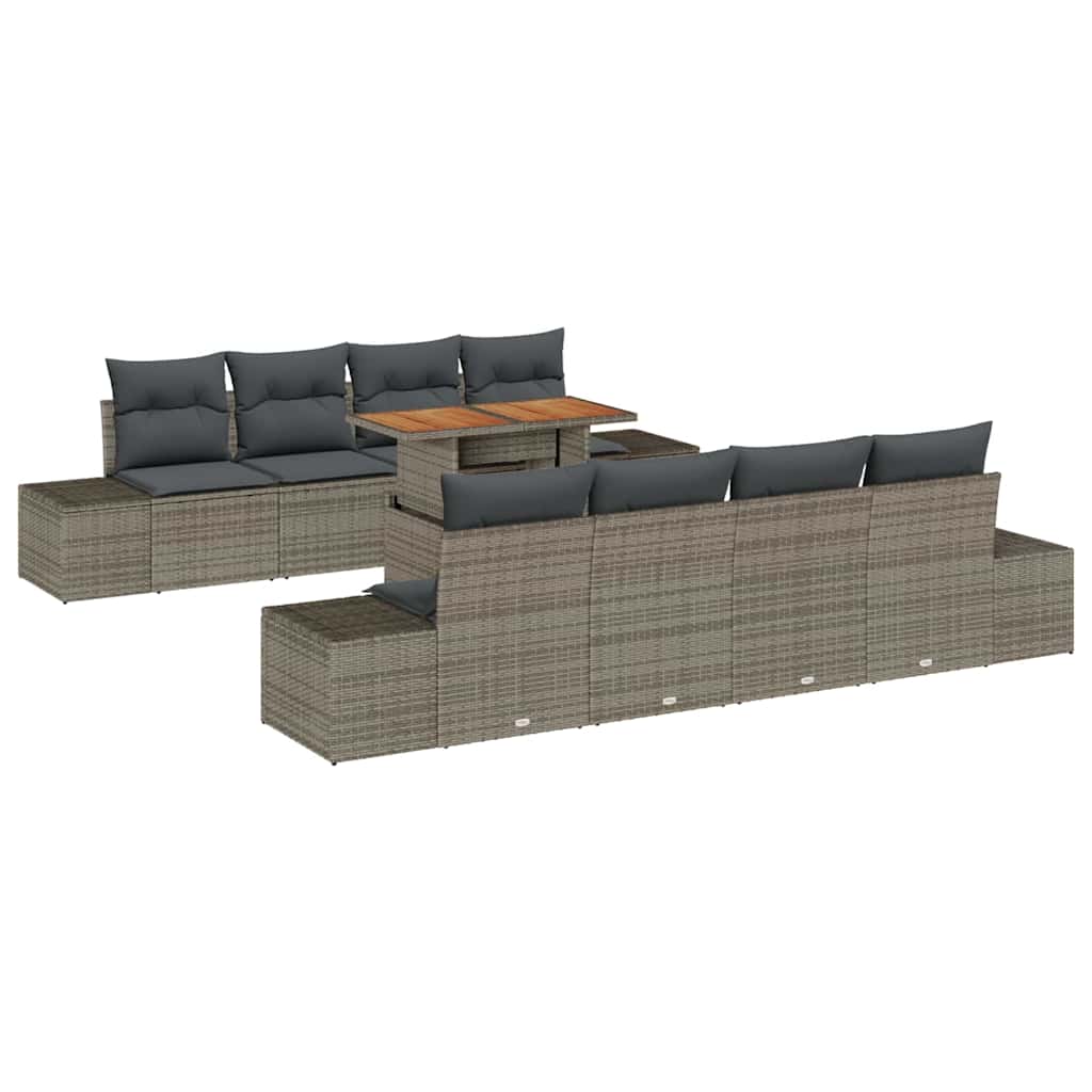 Garten Essgruppe mit Kissen 9 pcs Grau und Braun