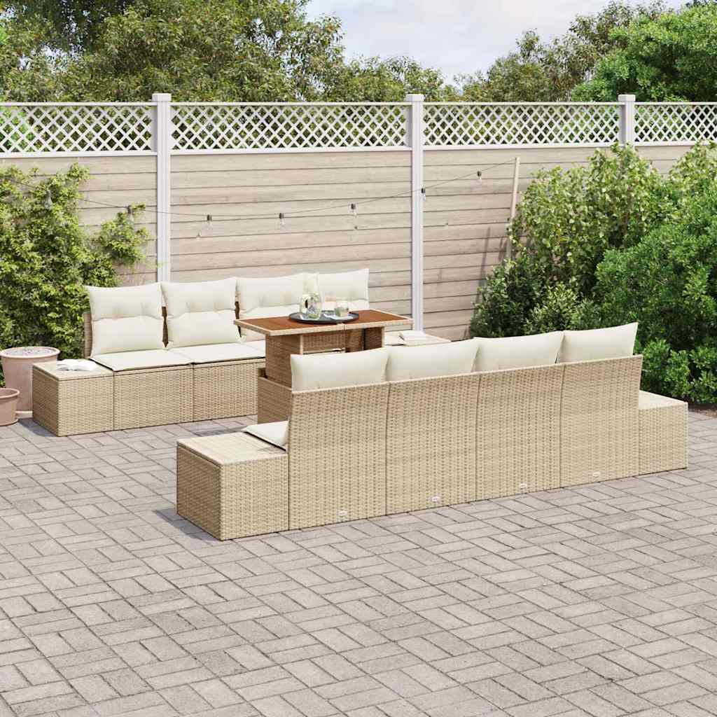 Garten Essgruppe mit Kissen 9 pcs Beige und Creme
