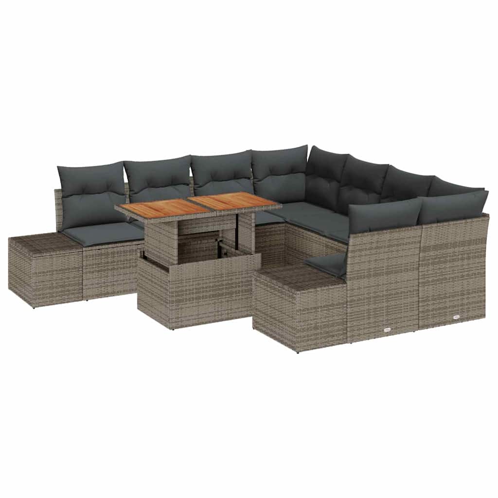 Garten Essgruppe mit Kissen 9 pcs Grau und Braun