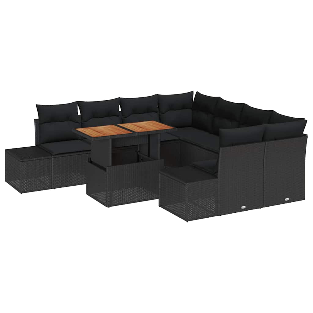 Garten Essgruppe mit Kissen 9 pcs Schwarz und Braun