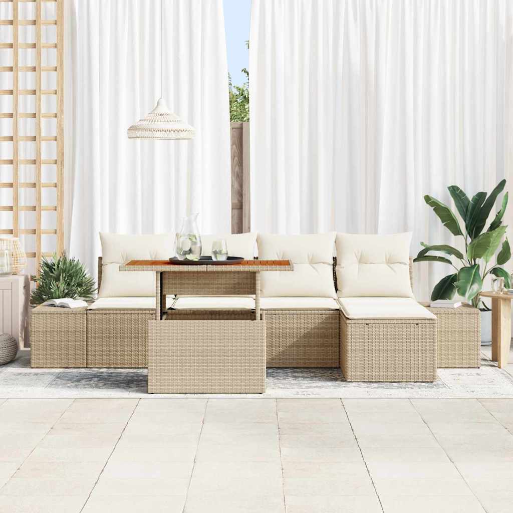 Garten Essgruppe mit Kissen 6 pcs Beige und Creme