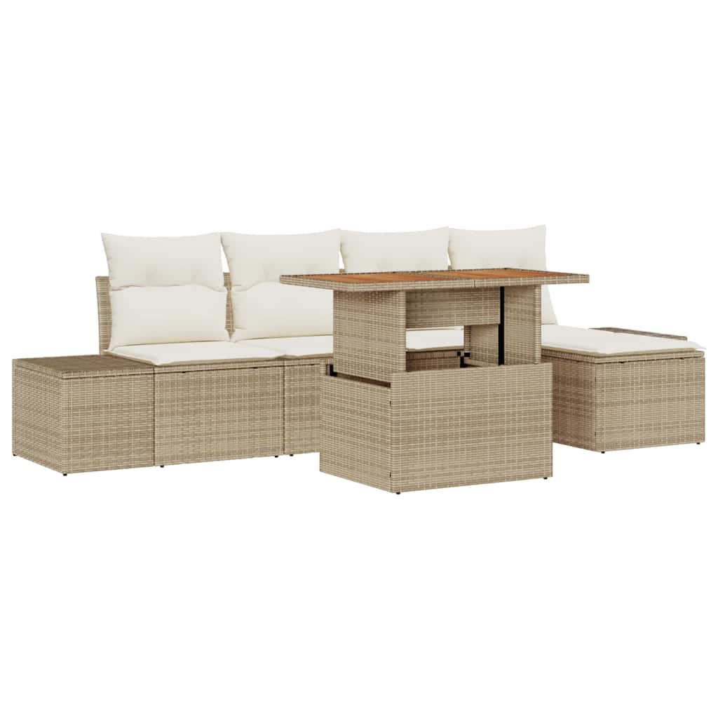 Garten Essgruppe mit Kissen 6 pcs Beige und Creme