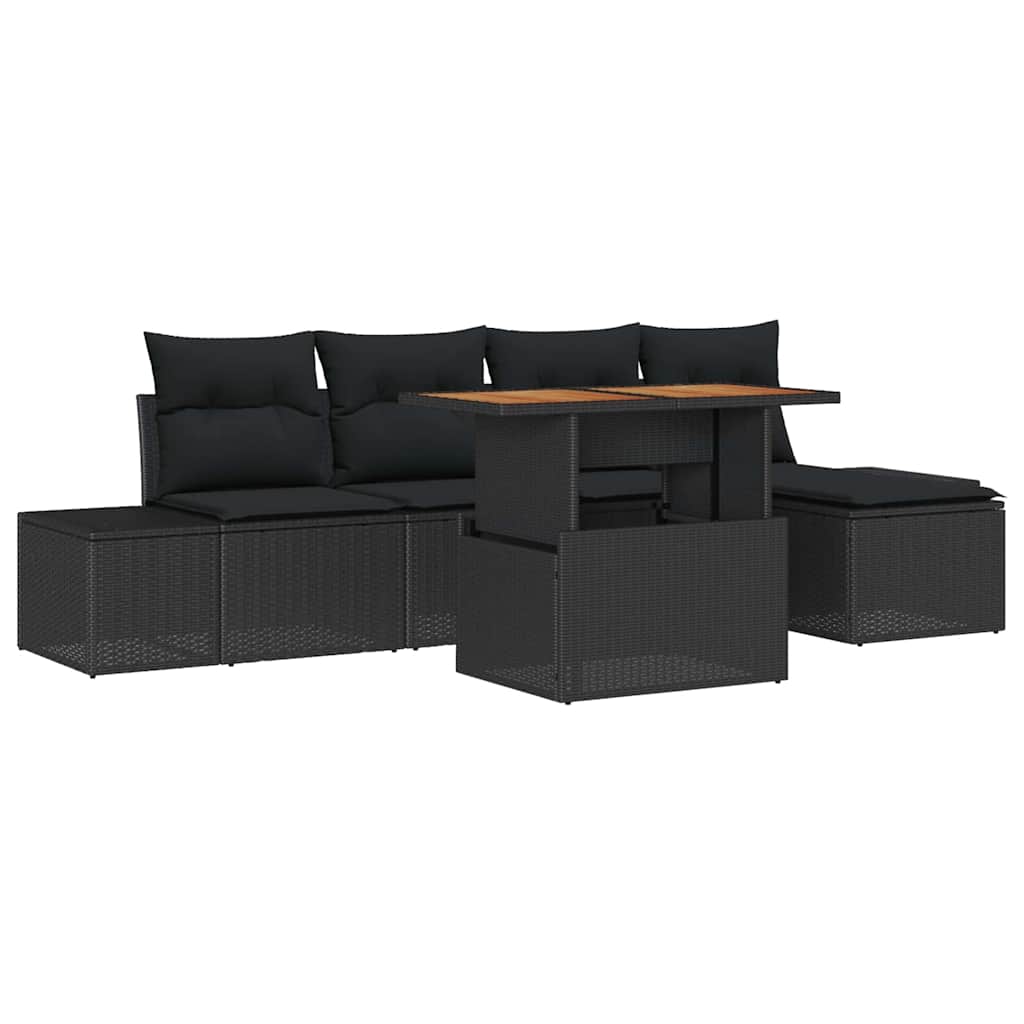 Garten Essgruppe mit Kissen 6 pcs Schwarz und Braun