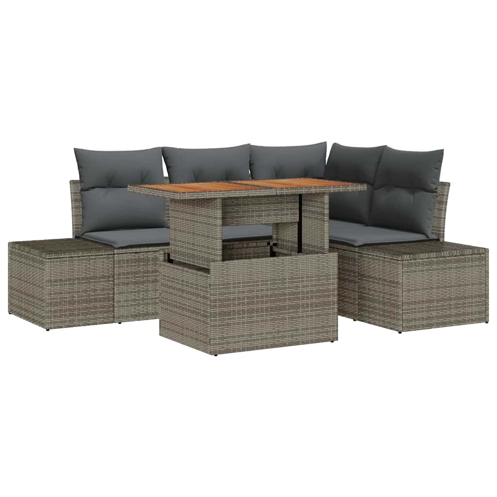 Garten-Sofa-Set mit Kissen mit Kissen 5 pcs Grau und Braun