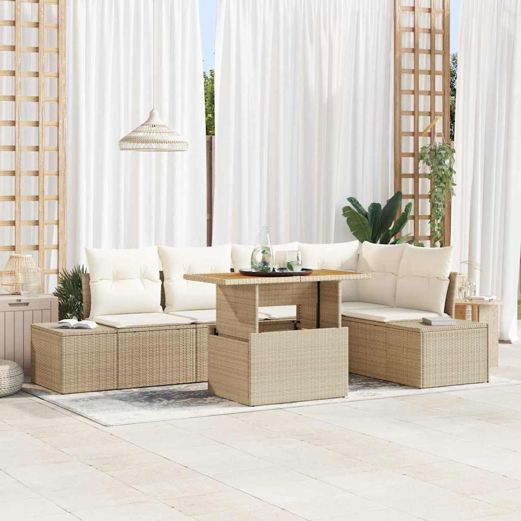 Garten Essgruppe mit Kissen 6 pcs Beige und Creme