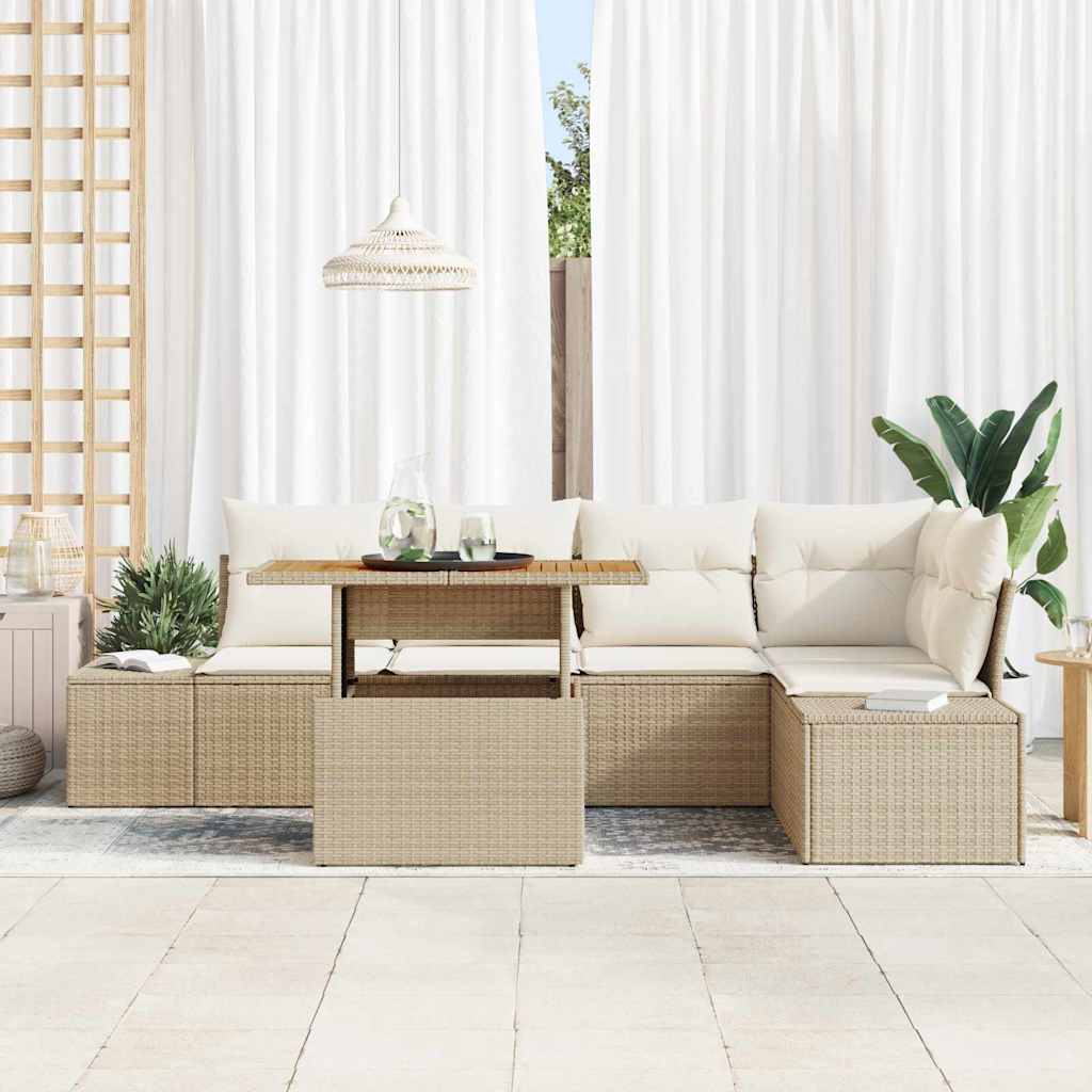 Garten Essgruppe mit Kissen 6 pcs Beige und Creme