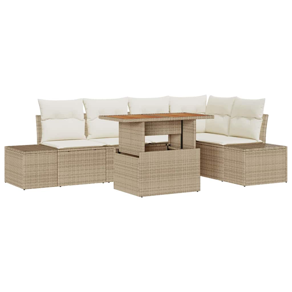 Garten Essgruppe mit Kissen 6 pcs Beige und Creme