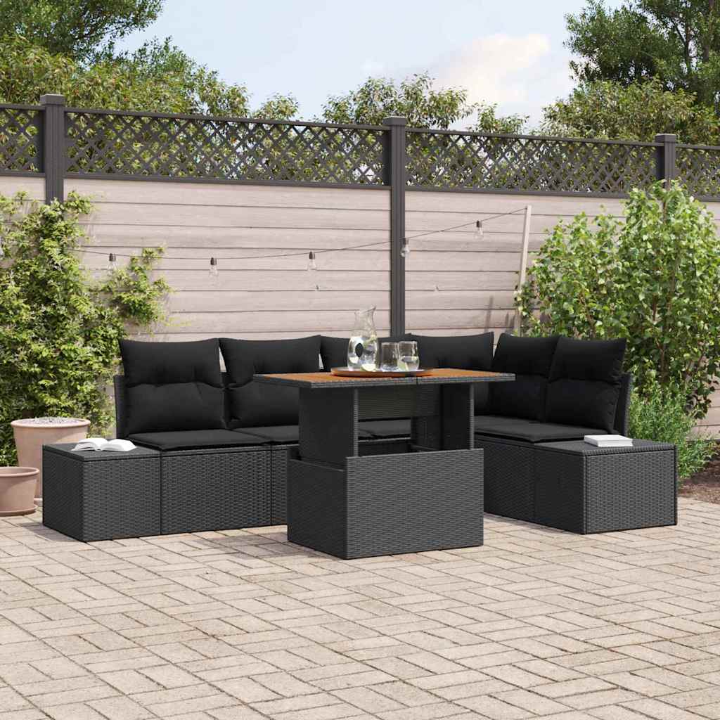 Garten Essgruppe mit Kissen 6 pcs Schwarz und Braun