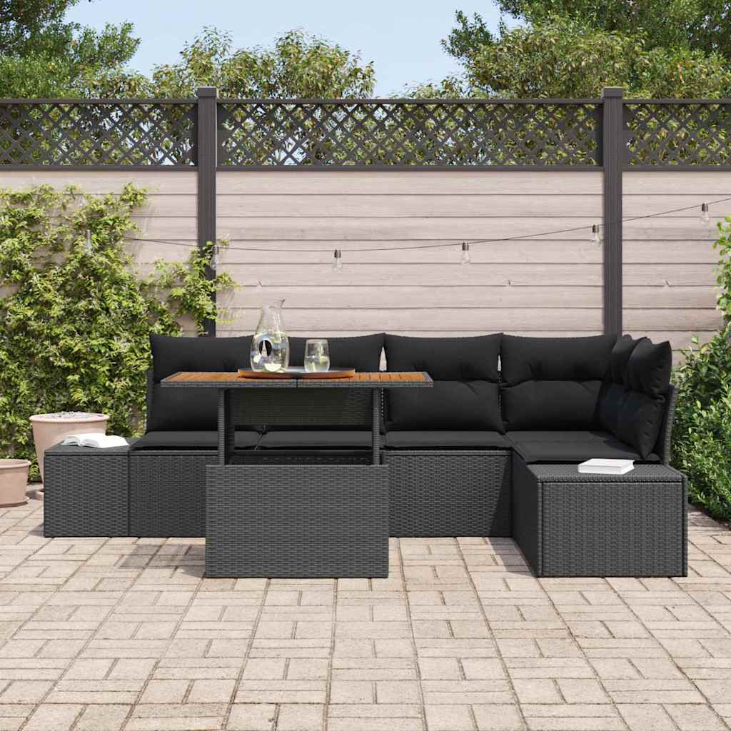 Garten Essgruppe mit Kissen 6 pcs Schwarz und Braun