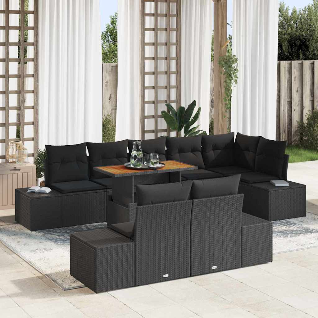 Garten Essgruppe mit Kissen 9 pcs Schwarz und Braun