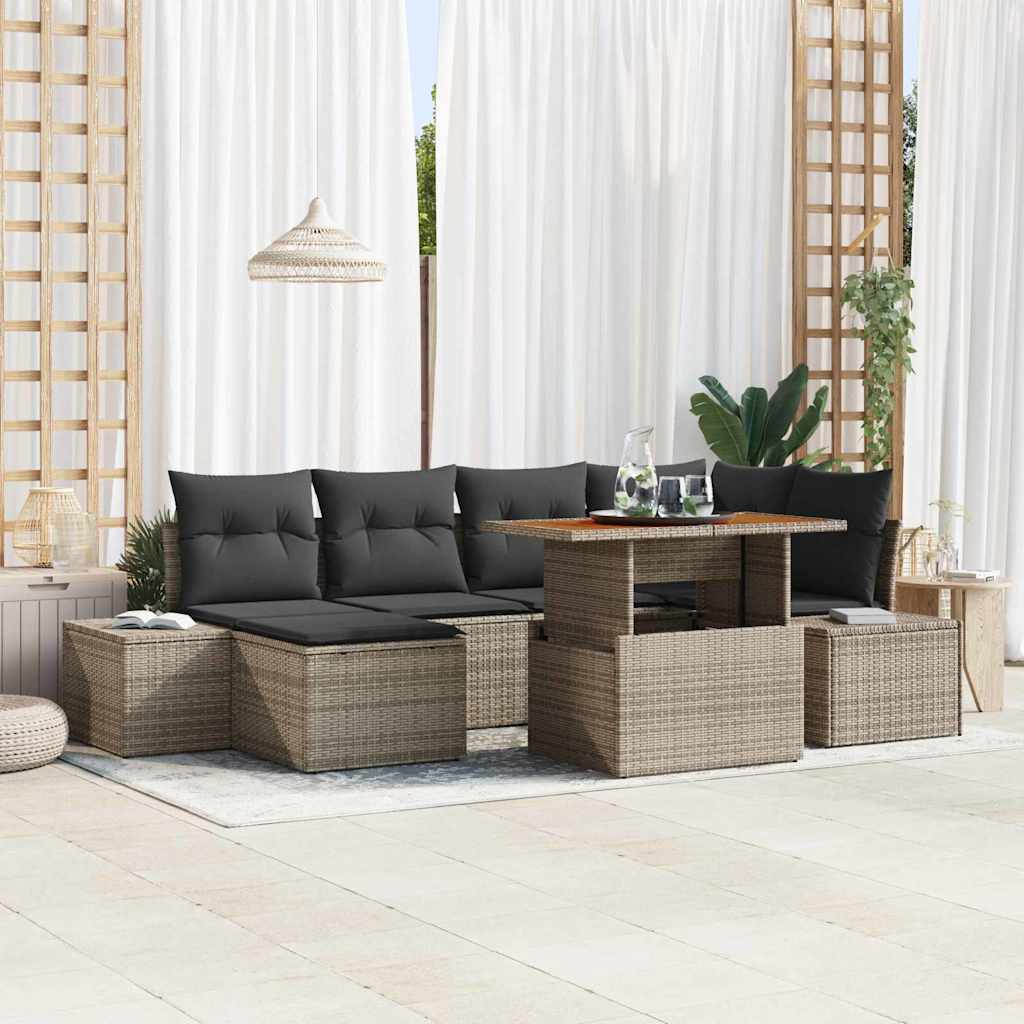 Garten Essgruppe mit Kissen 7 pcs Grau und Braun