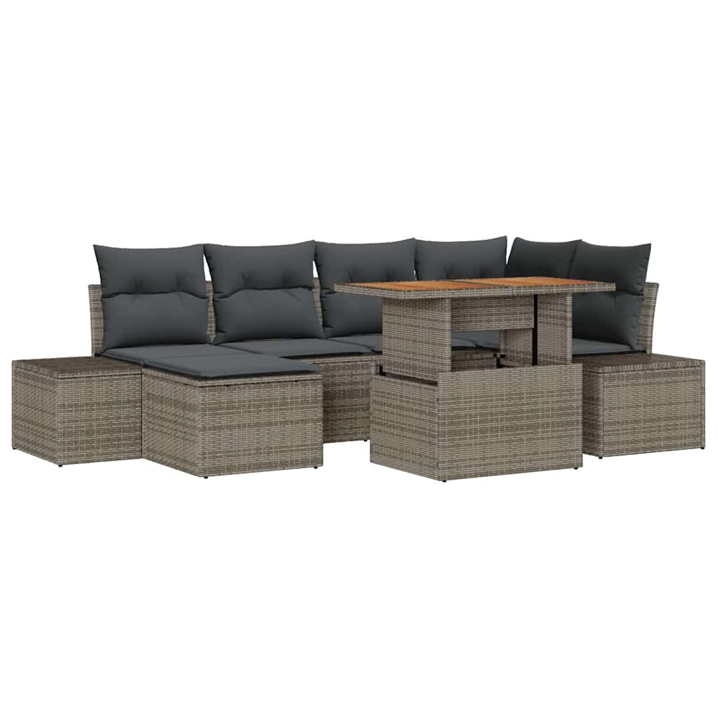 Garten Essgruppe mit Kissen 7 pcs Grau und Braun