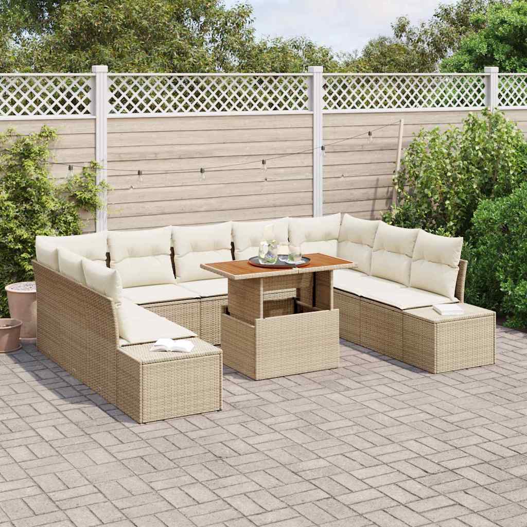 Garten Essgruppe mit Kissen 10 pcs Beige und Creme