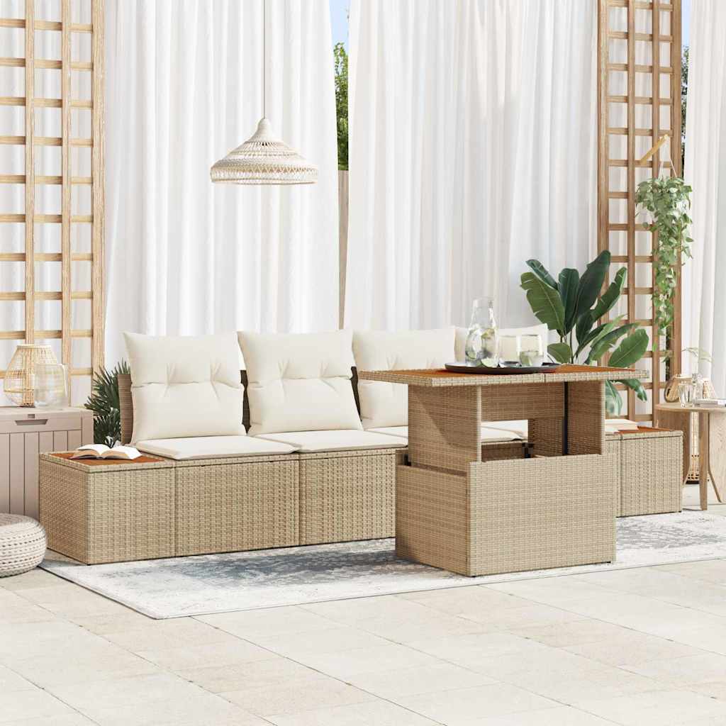 Garten Essgruppe mit Kissen 5 pcs Beige und Creme