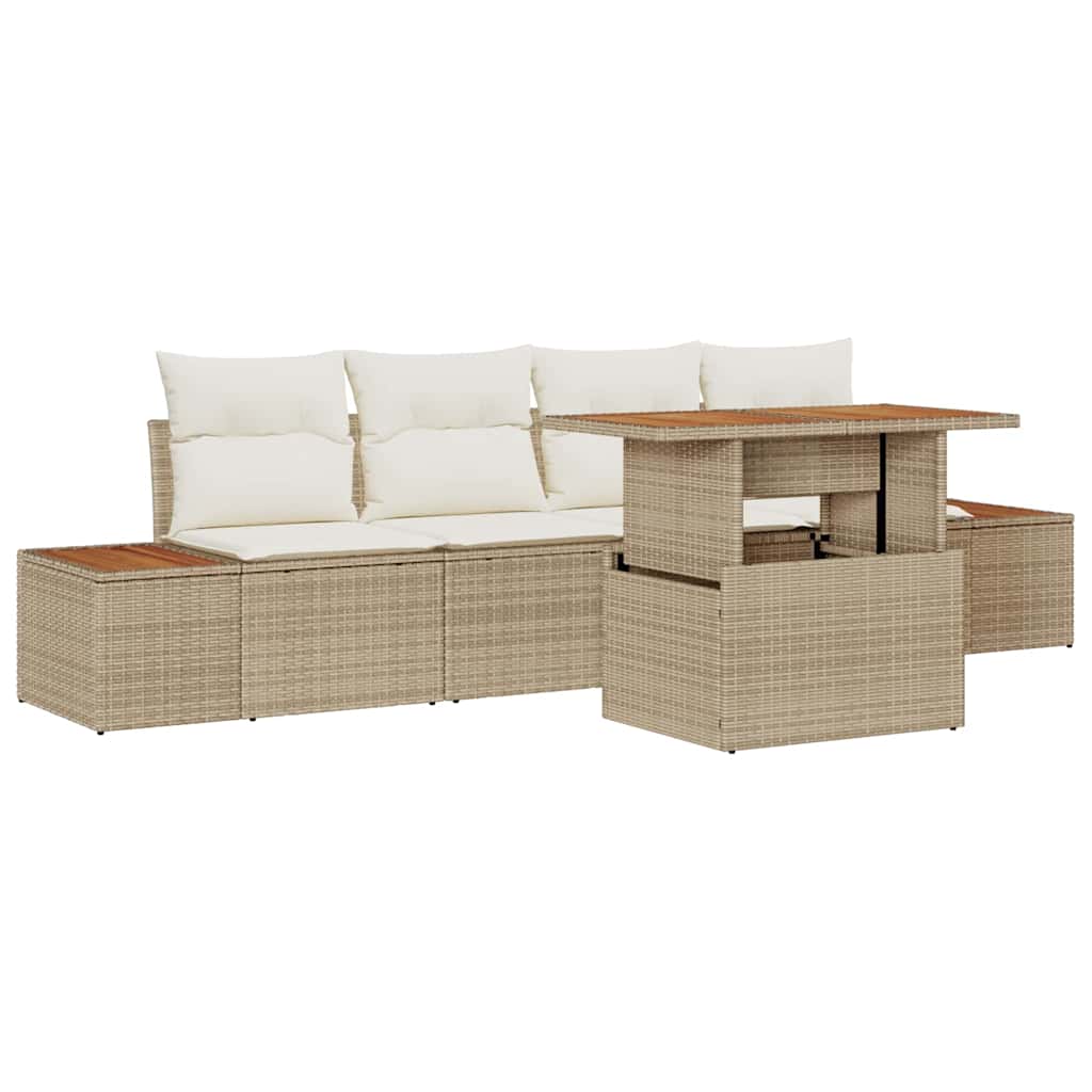 Garten Essgruppe mit Kissen 5 pcs Beige und Creme