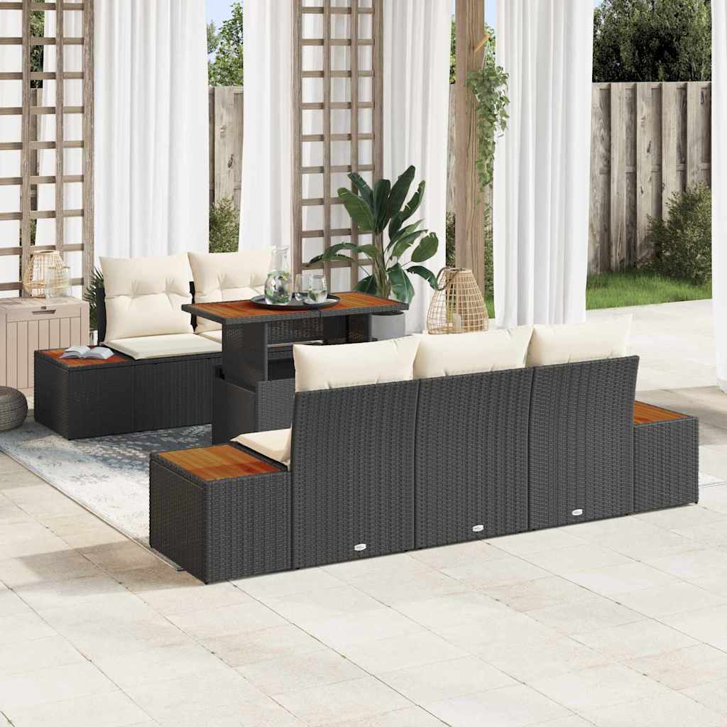 Garten Essgruppe mit Kissen 6 pcs Schwarz und Beige