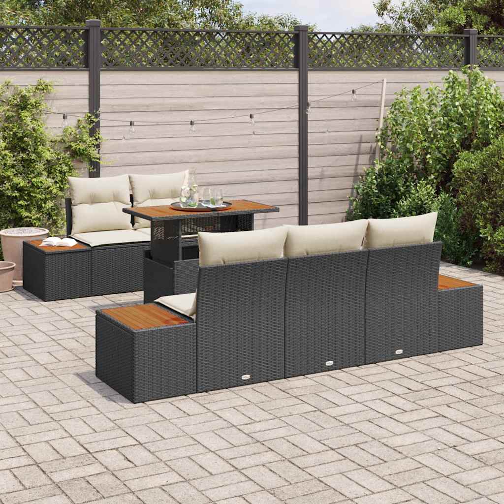 Garten Essgruppe mit Kissen 6 pcs Schwarz und Beige