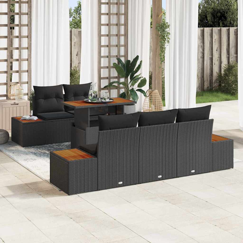Garten Essgruppe mit Kissen 6 pcs Schwarz und Braun